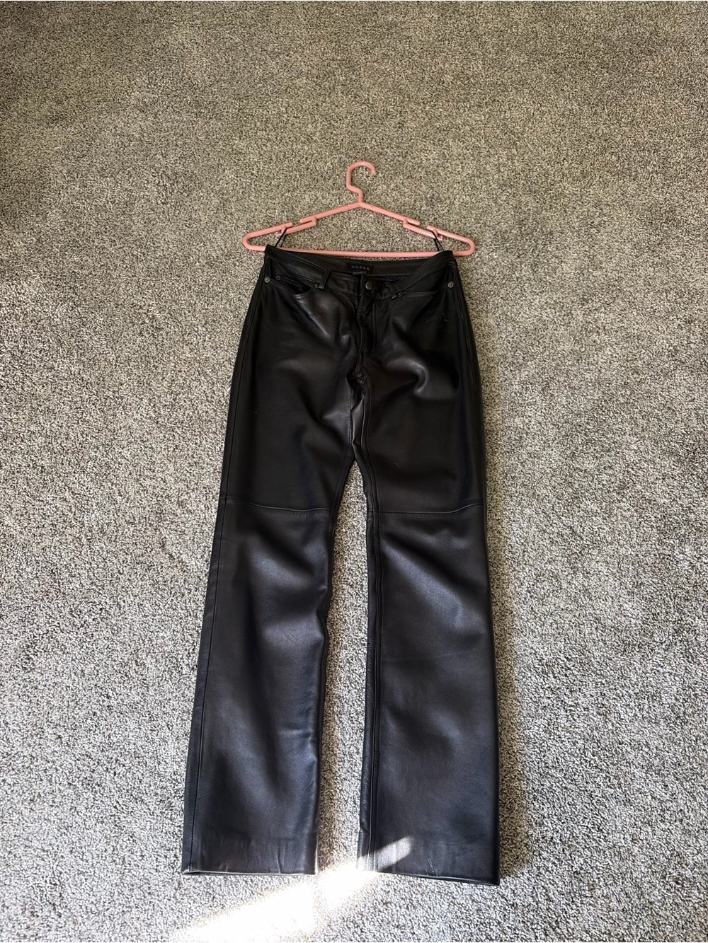 GUESS Black Genuine Leather Straight Leg Jeans